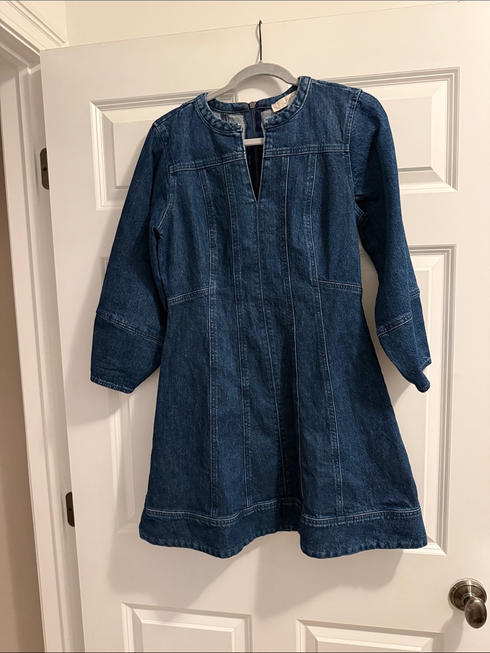 LOFT Dark Blue Denim A-Line Dress